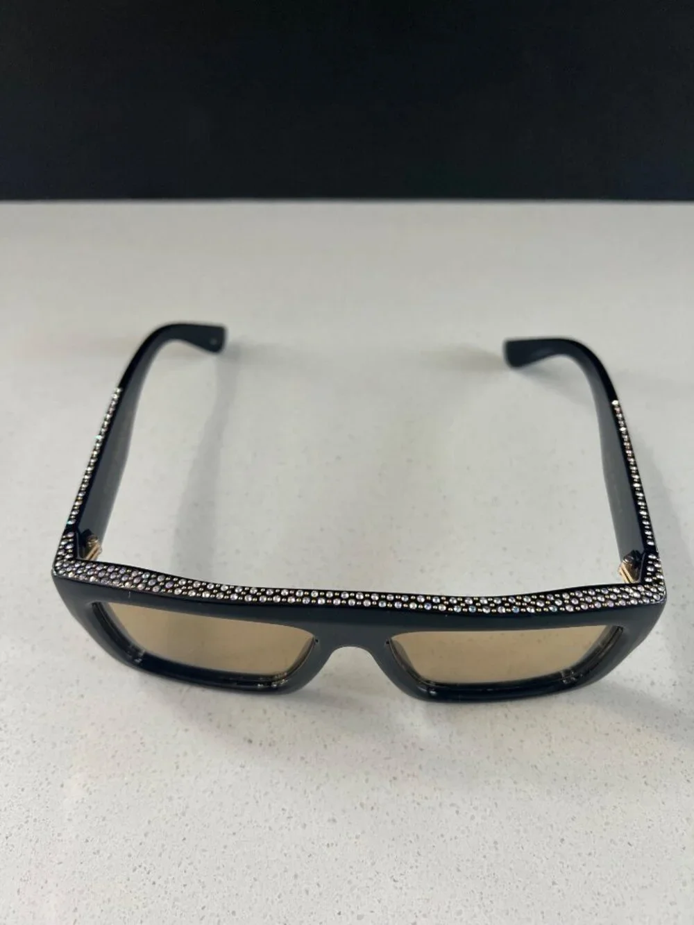 Gucci GG 1461S black square sunglasses with crystals